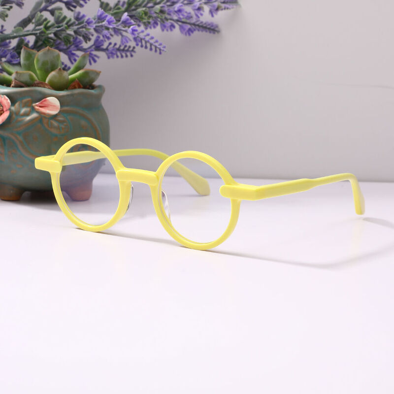 Neila Round Yellow Glasses