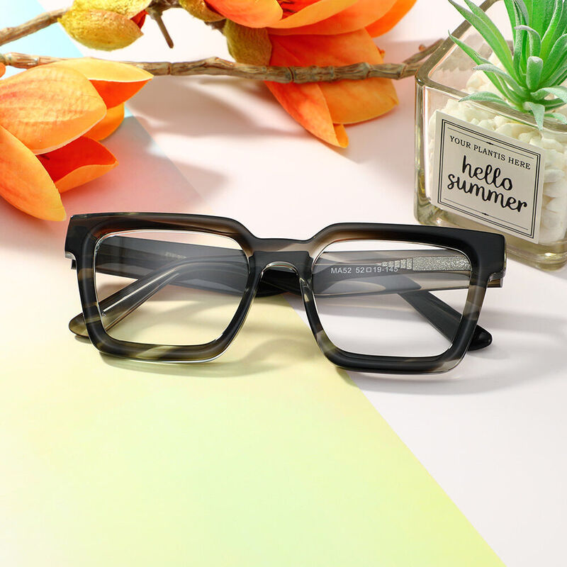 Edward Square Stripe Grey Glasses