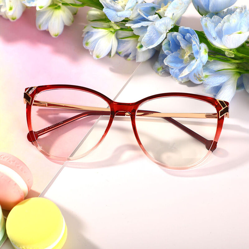 Eleano Cat Eye Red Glasses