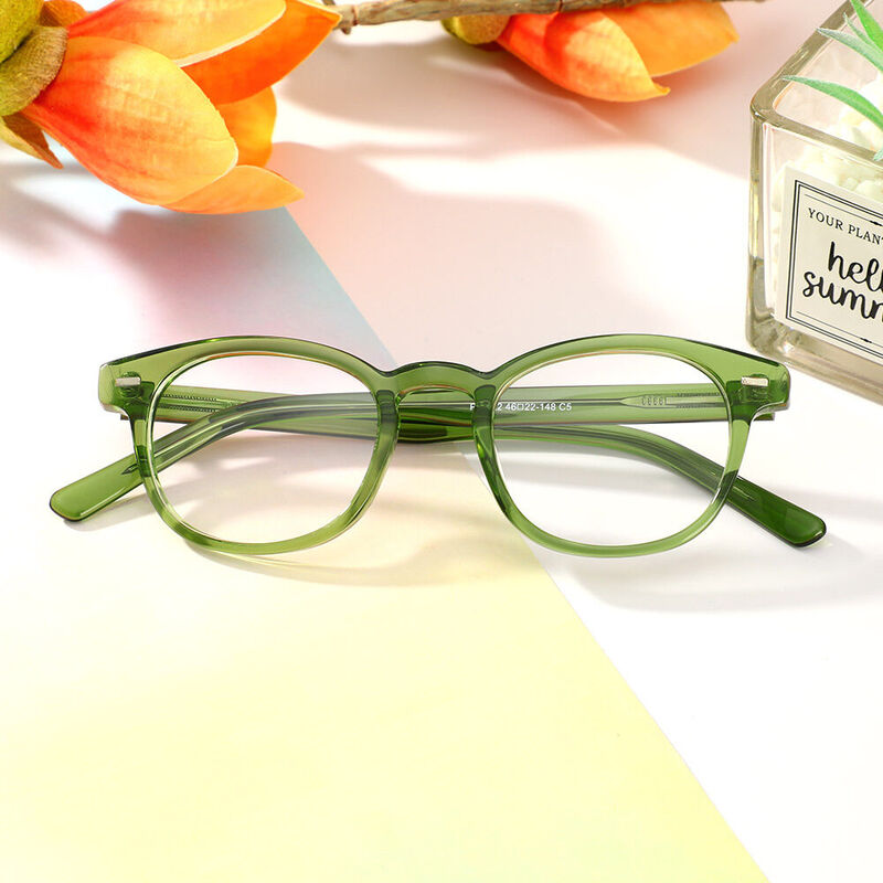 Lew Square Green Glasses