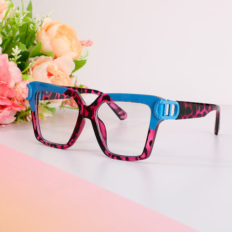 Jonath Quadratische Rosa Leopard Brille