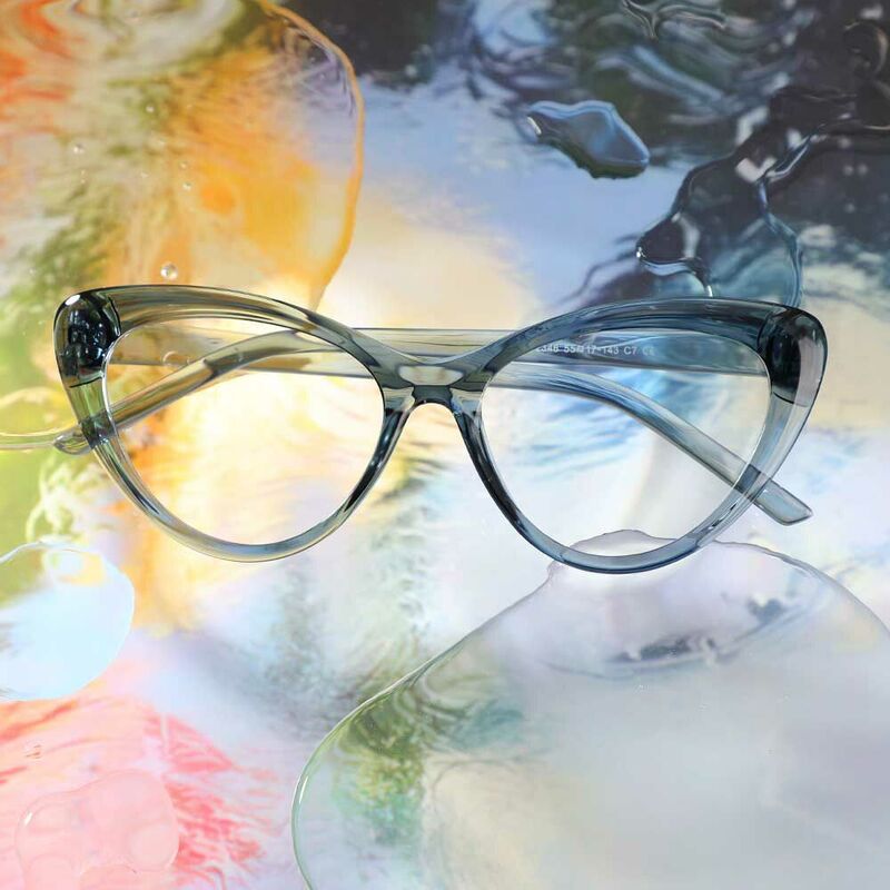 Pearl Cat Eye Blue Glasses