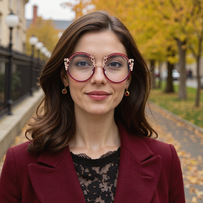Juliana Round Red Glasses