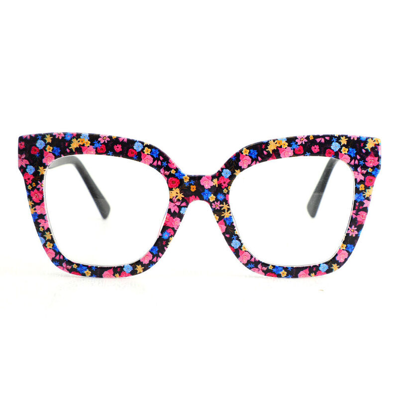 Cynthia Quadratische Schwarze Rosa Brille