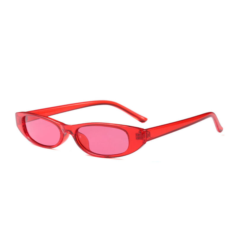 Carrie Oval Red Sunglasses