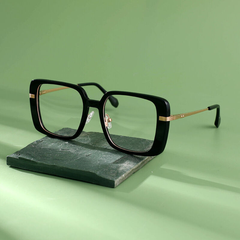 Mirror Geometric Black Glasses