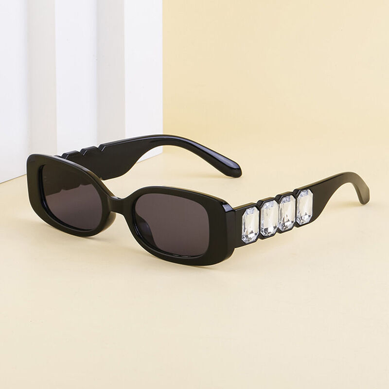 Kim Rectangle Black Sunglasses