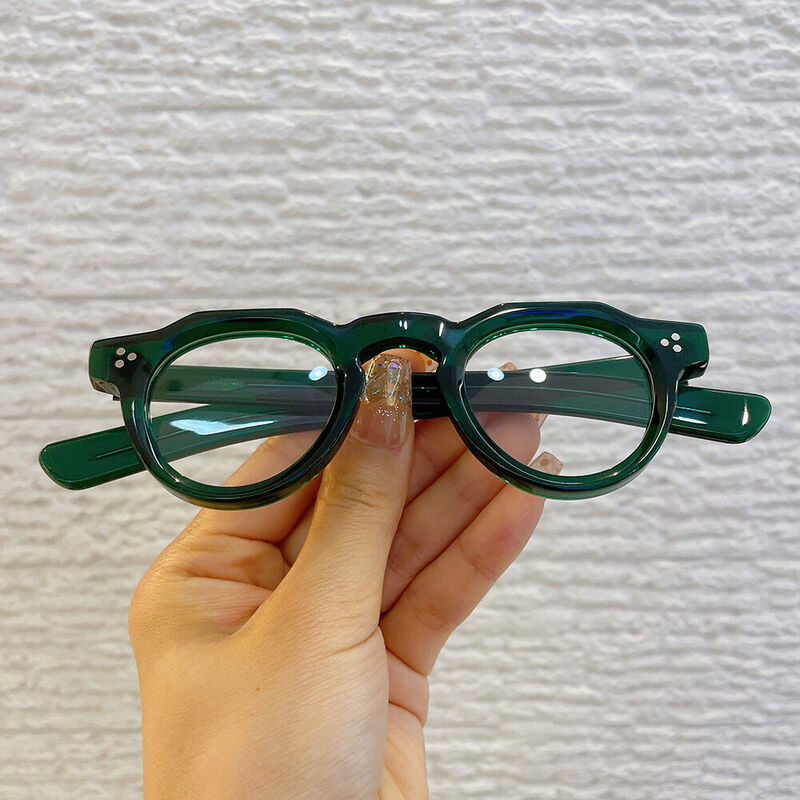 Cedrica Round Green Glasses