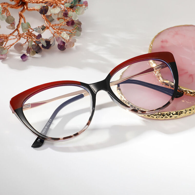 Lindsay Cat Eye Red Tortoise Glasses