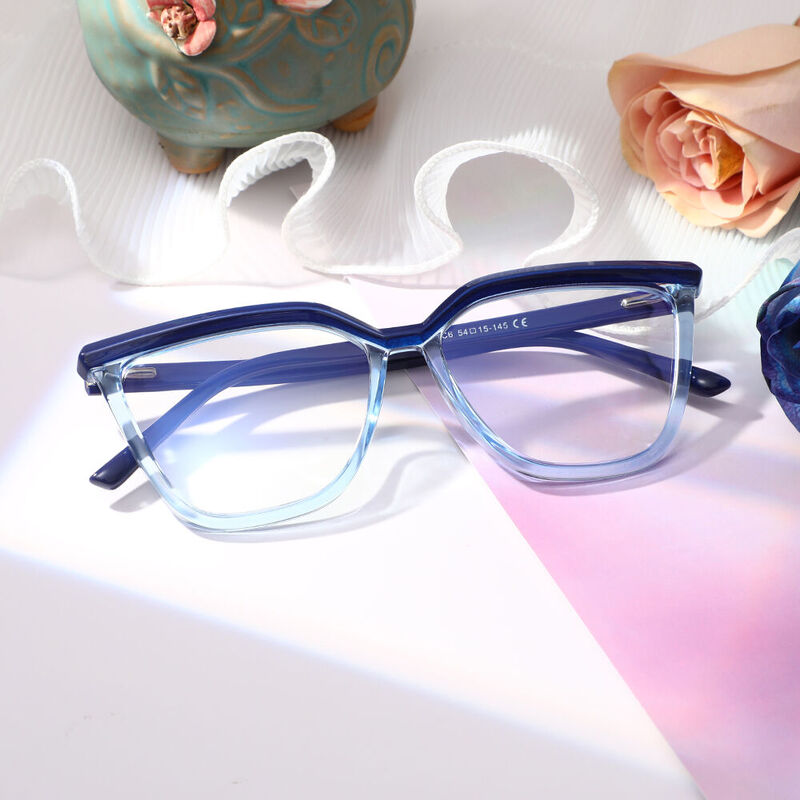 Cowpeia Cat Eye Blue Glasses