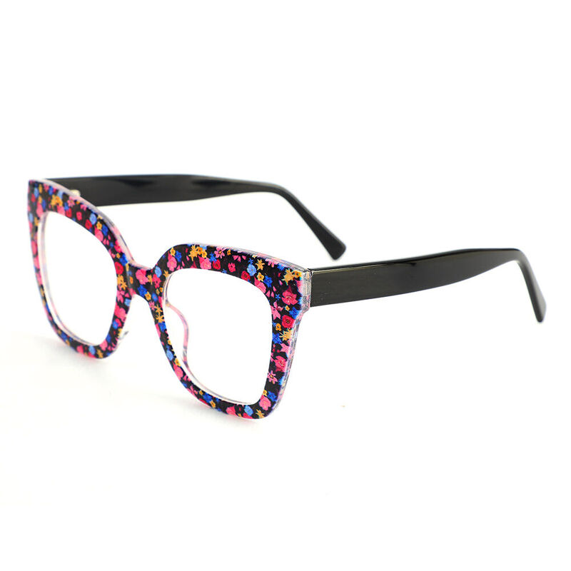 Cynthia Quadratische Schwarze Rosa Brille