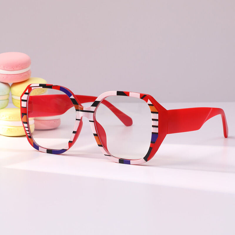 Elma Geometric Red Glasses