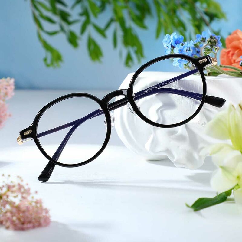 Martina Round Black Glasses