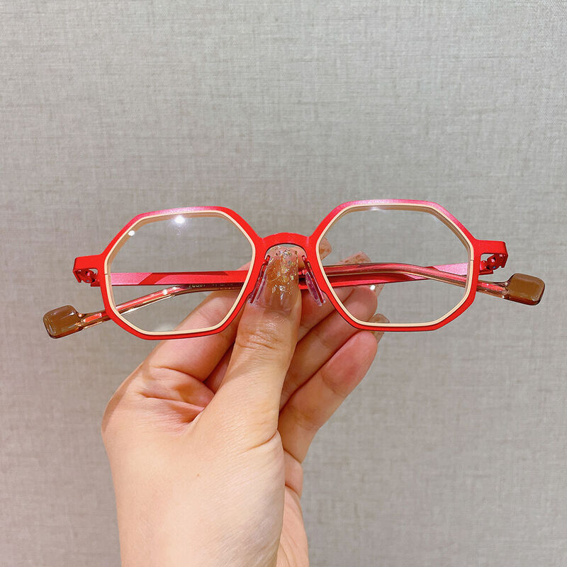 Quintin Geometric Red Glasses