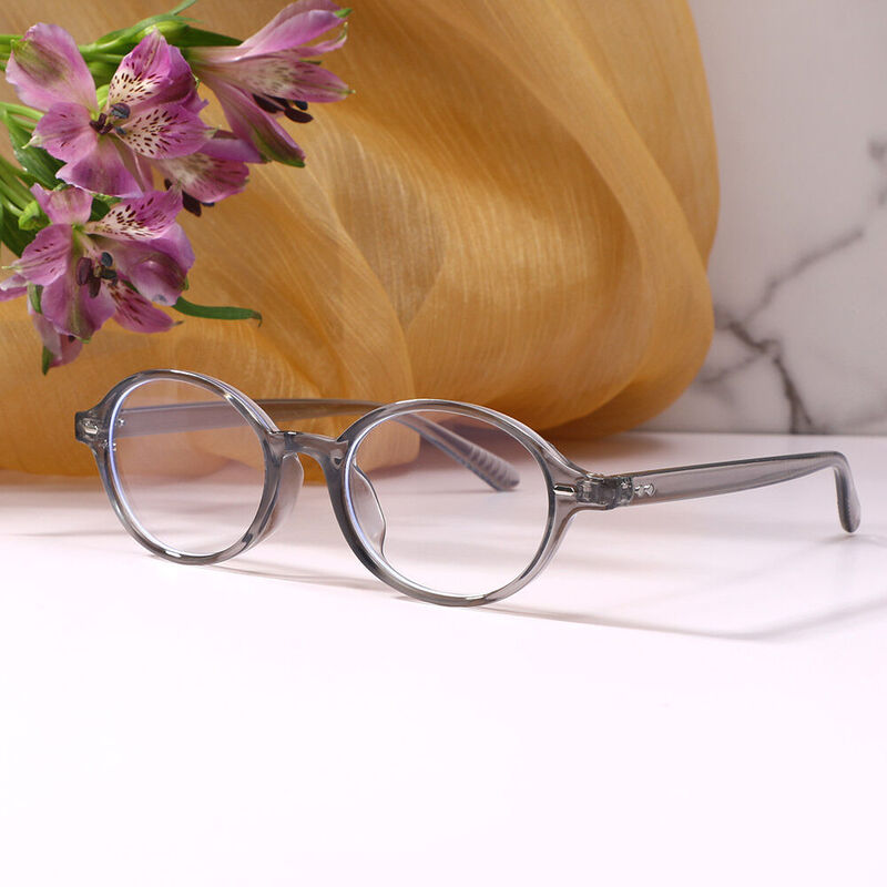 Becoca Oval Gray Glasses