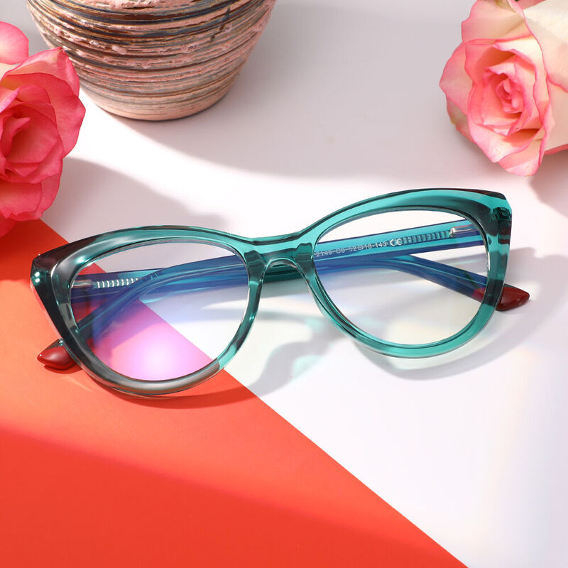 Sherida Cat Eye Green Glasses