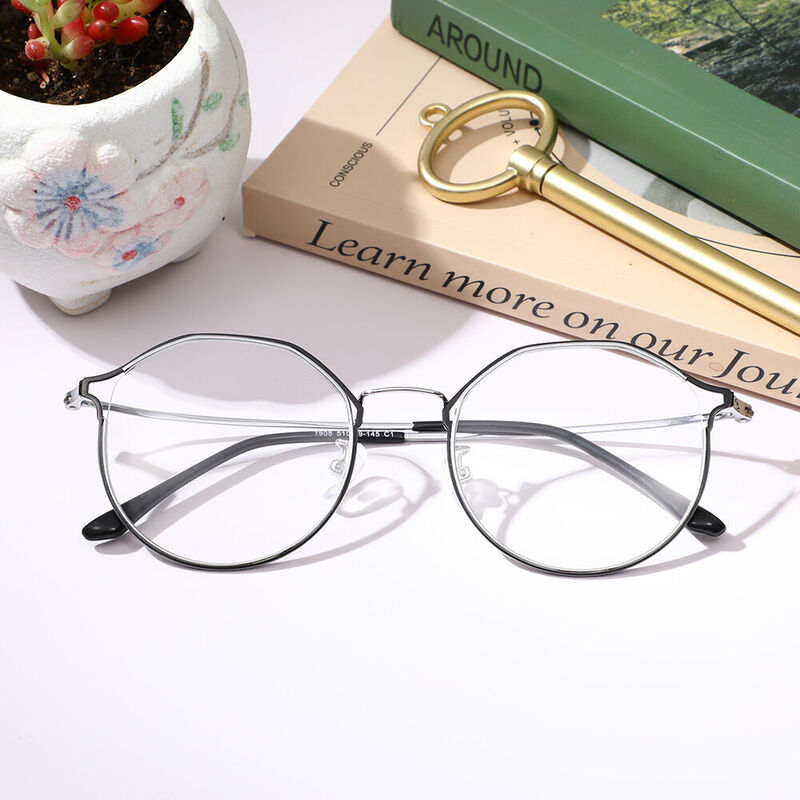 Finger Geometric Black Silver Glasses