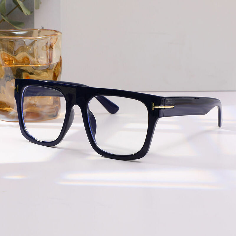 Vibrant Quadratische Blaue Brille