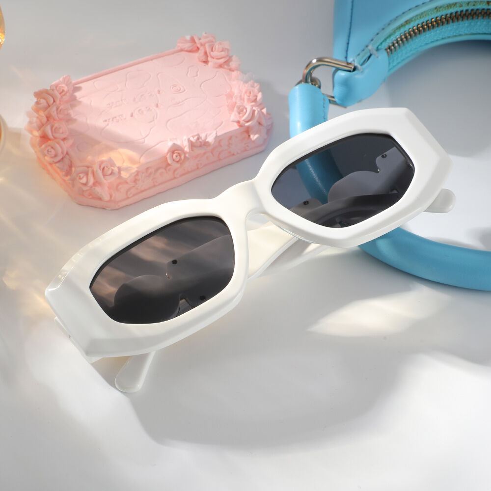Giselle Geometric White Sunglasses