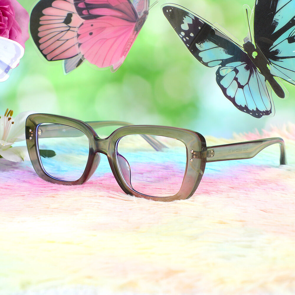 Wallis Rechteckige Graue Brille