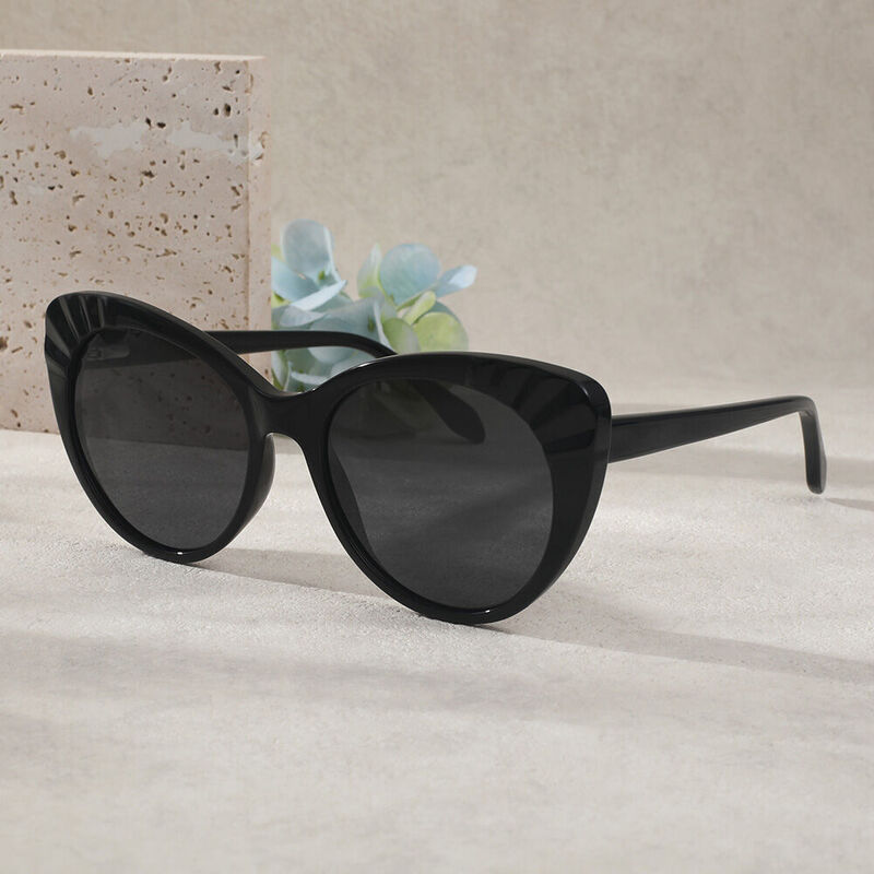 Kattie Cat Eye Black Sunglasses