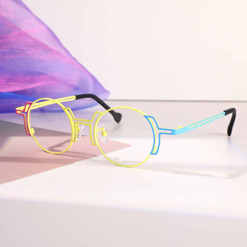Kathleen Round Yellow Glasses